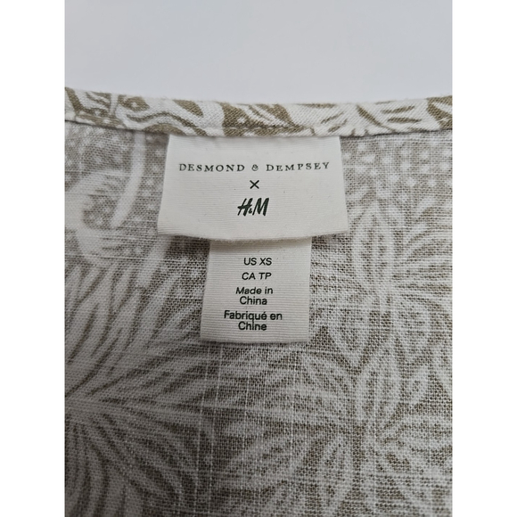 Desmond & Dempsey H&M Linen Blend Belted Tropical Dress XS Resort - Picture 3 of 8